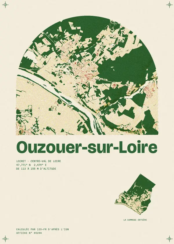 Affiche de Ouzouer-sur-Loire, calculée par 123-fr d'après l'IGN