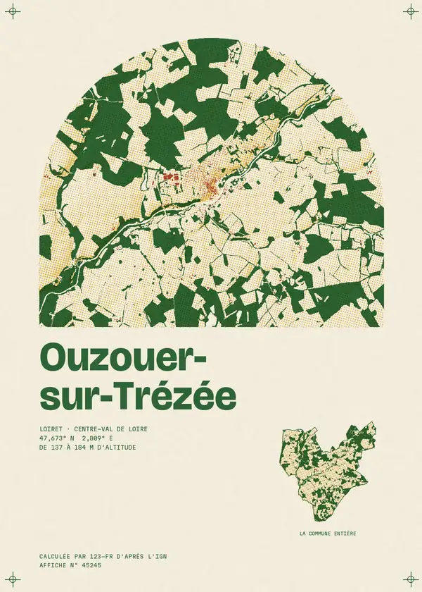 Affiche de Ouzouer-sur-Trézée, calculée par 123-fr d'après l'IGN