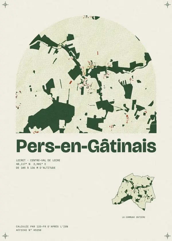 Affiche de Pers-en-Gâtinais, calculée par 123-fr d'après l'IGN