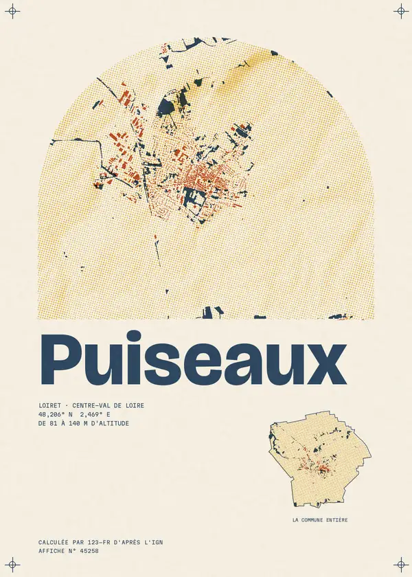 Affiche de Puiseaux, calculée par 123-fr d'après l'IGN