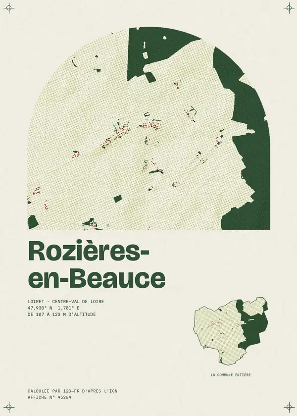 Affiche de Rozières-en-Beauce, calculée par 123-fr d'après l'IGN
