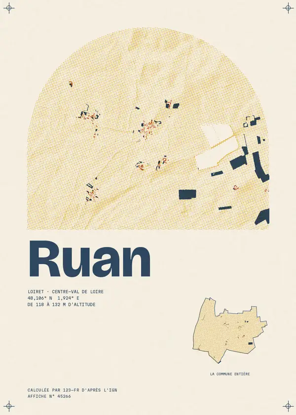 Affiche de Ruan, calculée par 123-fr d'après l'IGN