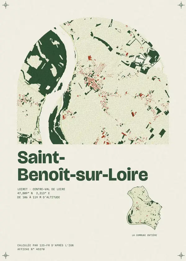 Affiche de Saint-Benoît-sur-Loire, calculée par 123-fr d'après l'IGN