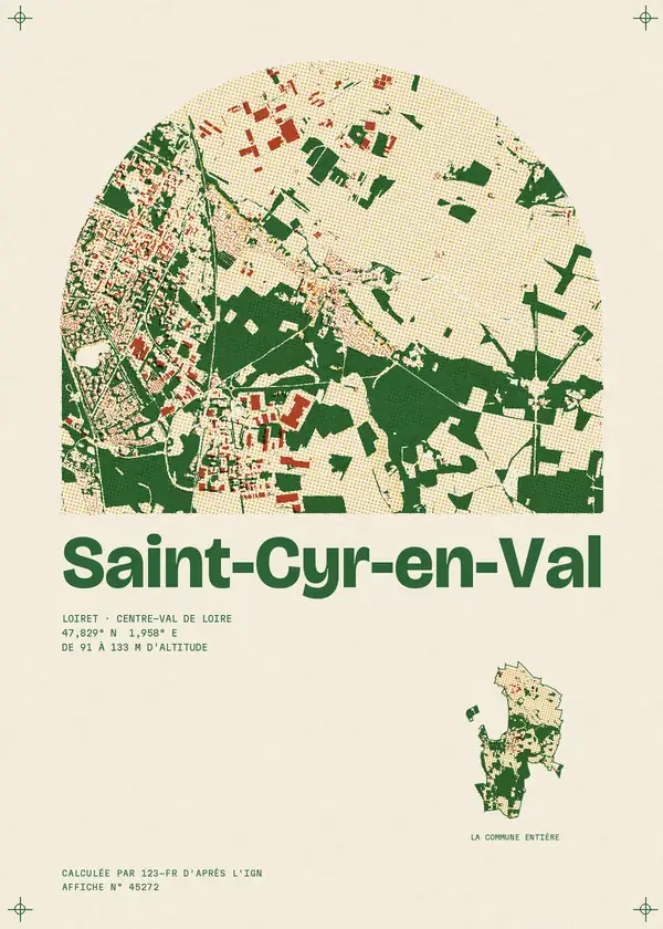 Affiche de Saint-Cyr-en-Val, calculée par 123-fr d'après l'IGN
