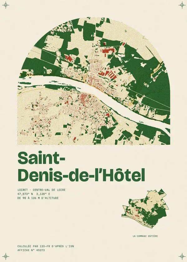 Affiche de Saint-Denis-de-l'Hôtel, calculée par 123-fr d'après l'IGN