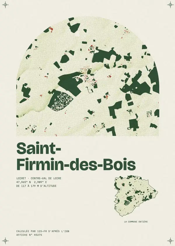 Affiche de Saint-Firmin-des-Bois, calculée par 123-fr d'après l'IGN