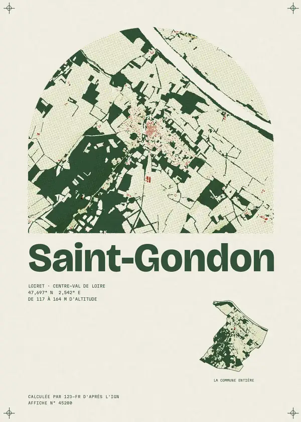 Affiche de Saint-Gondon, calculée par 123-fr d'après l'IGN