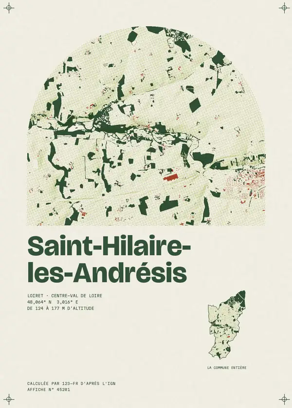 Affiche de Saint-Hilaire-les-Andrésis, calculée par 123-fr d'après l'IGN