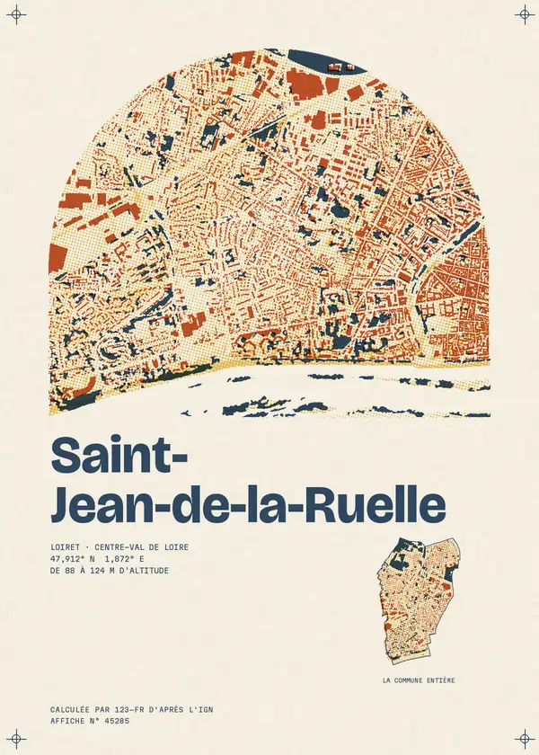 Affiche de Saint-Jean-de-la-Ruelle, calculée par 123-fr d'après l'IGN