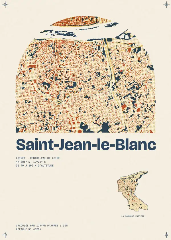 Affiche de Saint-Jean-le-Blanc, calculée par 123-fr d'après l'IGN