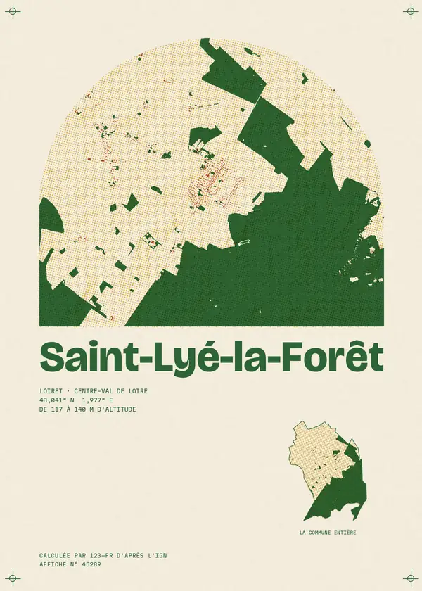 Affiche de Saint-Lyé-la-Forêt, calculée par 123-fr d'après l'IGN