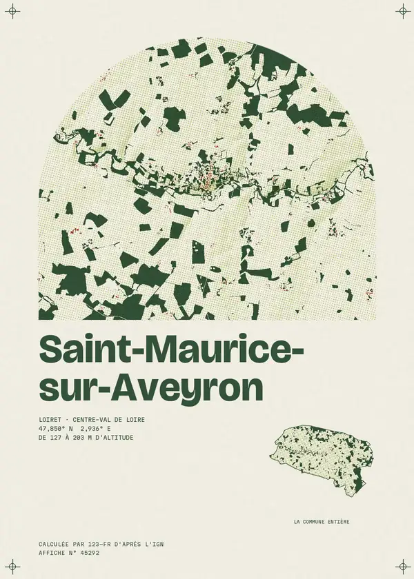 Affiche de Saint-Maurice-sur-Aveyron, calculée par 123-fr d'après l'IGN