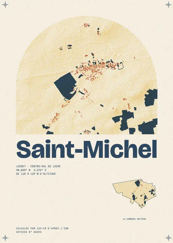 Affiche de Saint-Michel, calculée par 123-fr d'après l'IGN