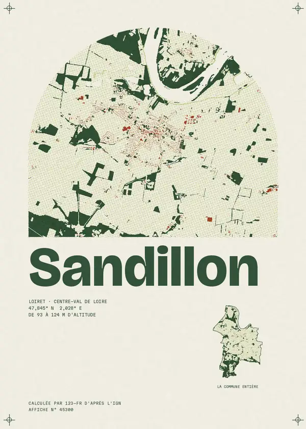Affiche de Sandillon, calculée par 123-fr d'après l'IGN