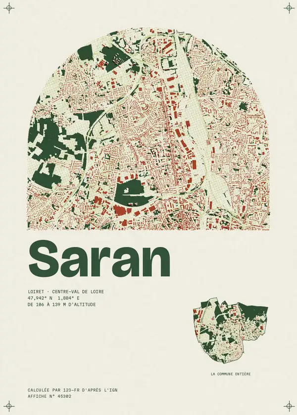 Affiche de Saran, calculée par 123-fr d'après l'IGN