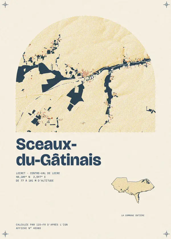 Affiche de Sceaux-du-Gâtinais, calculée par 123-fr d'après l'IGN