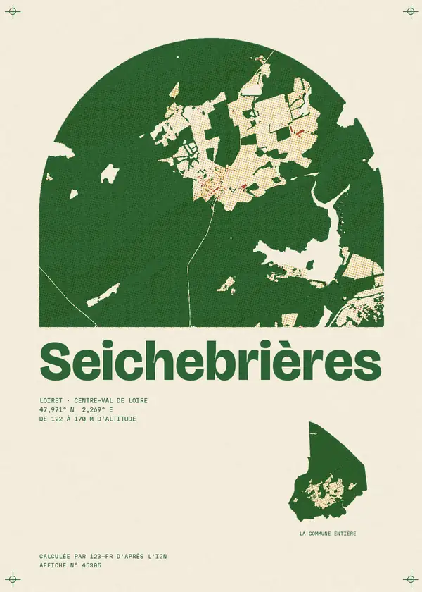 Affiche de Seichebrières, calculée par 123-fr d'après l'IGN