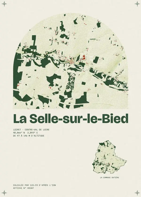 Affiche de La Selle-sur-le-Bied, calculée par 123-fr d'après l'IGN