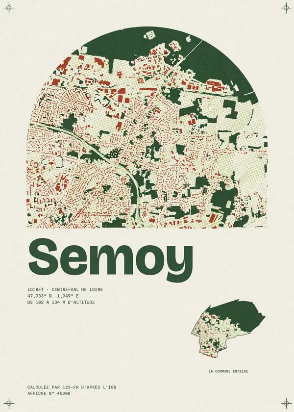 Affiche de Semoy, calculée par 123-fr d'après l'IGN