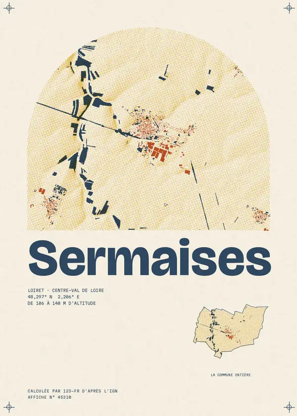 Affiche de Sermaises, calculée par 123-fr d'après l'IGN
