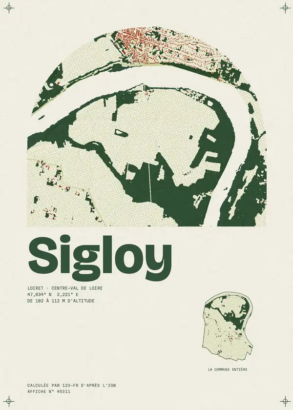 Affiche de Sigloy, calculée par 123-fr d'après l'IGN