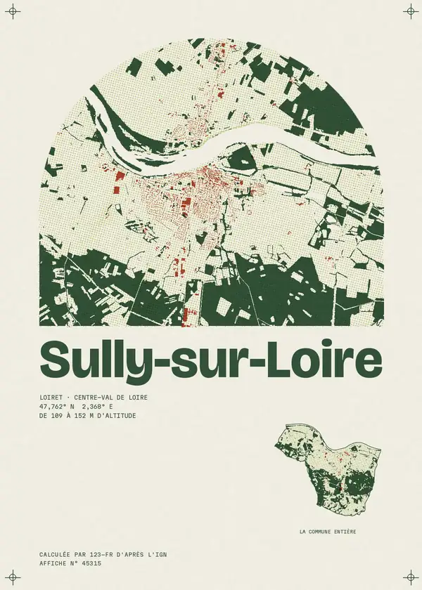 Affiche de Sully-sur-Loire, calculée par 123-fr d'après l'IGN