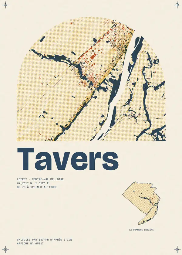 Affiche de Tavers, calculée par 123-fr d'après l'IGN