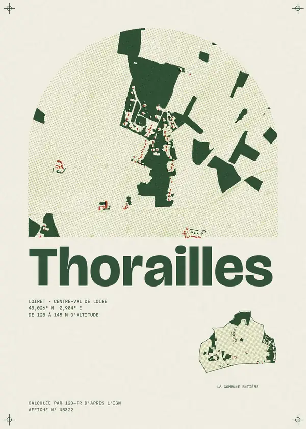 Affiche de Thorailles, calculée par 123-fr d'après l'IGN