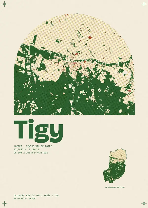Affiche de Tigy, calculée par 123-fr d'après l'IGN
