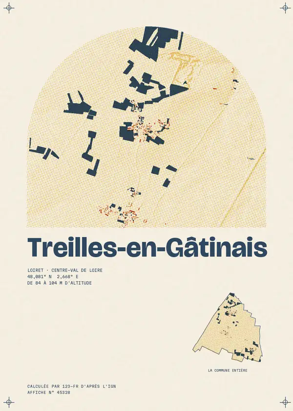 Affiche de Treilles-en-Gâtinais, calculée par 123-fr d'après l'IGN