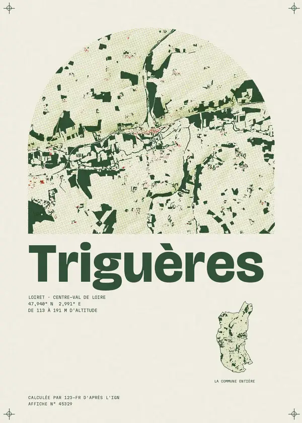 Affiche de Triguères, calculée par 123-fr d'après l'IGN