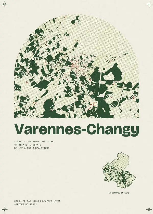 Affiche de Varennes-Changy, calculée par 123-fr d'après l'IGN