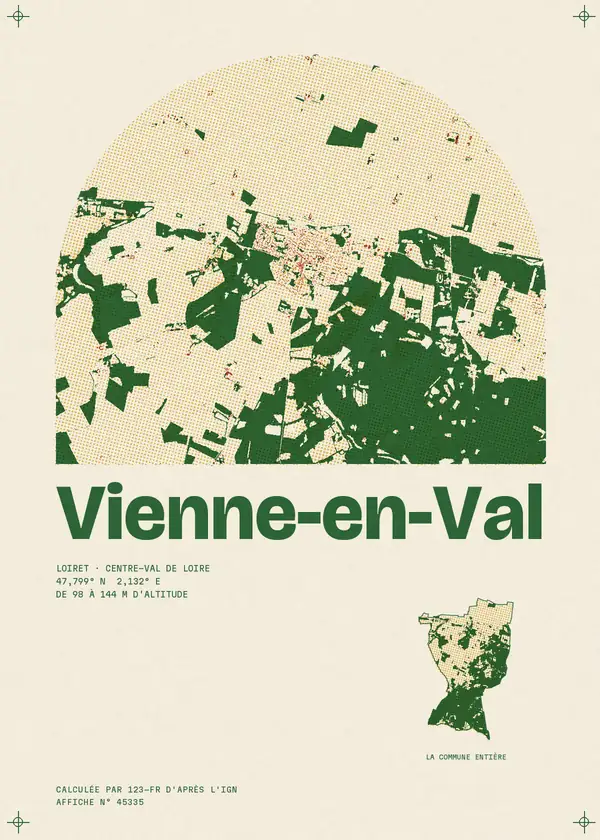 Affiche de Vienne-en-Val, calculée par 123-fr d'après l'IGN