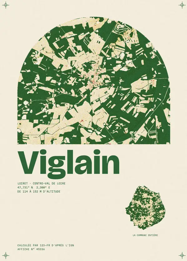 Affiche de Viglain, calculée par 123-fr d'après l'IGN