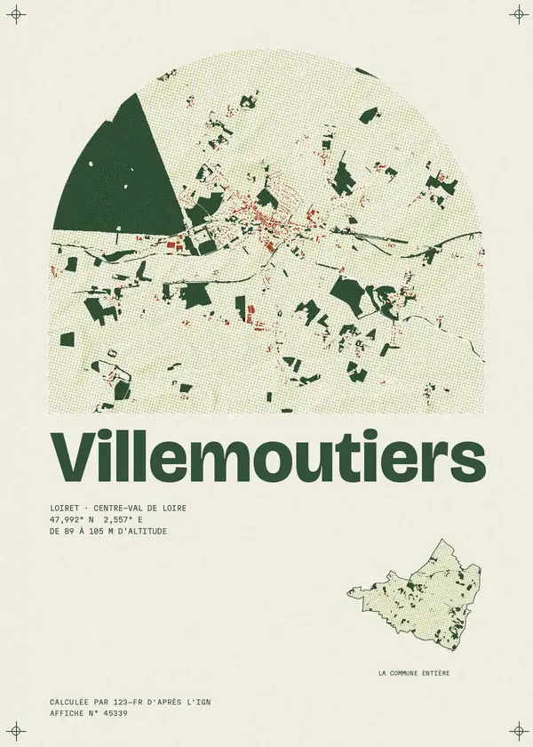Affiche de Villemoutiers, calculée par 123-fr d'après l'IGN