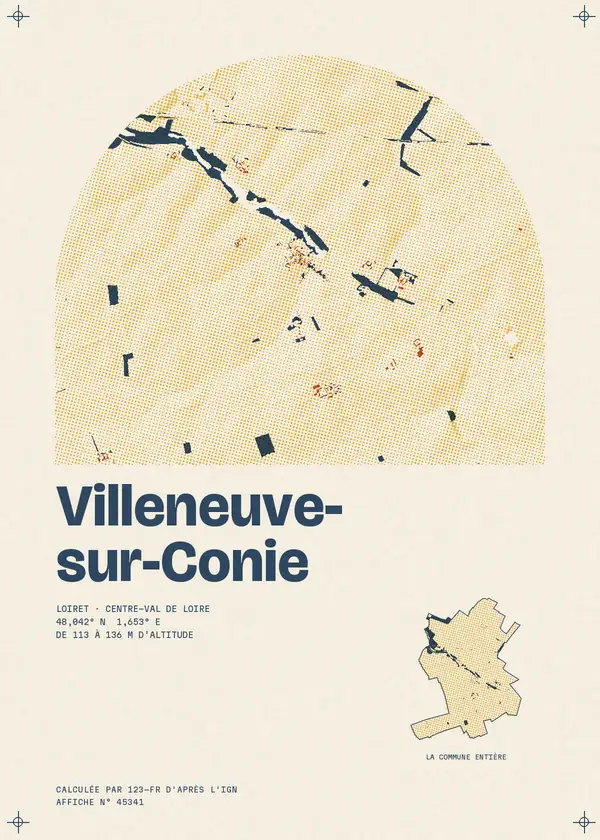 Affiche de Villeneuve-sur-Conie, calculée par 123-fr d'après l'IGN