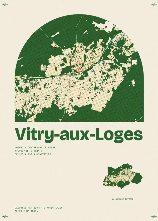 Affiche de Vitry-aux-Loges, calculée par 123-fr d'après l'IGN