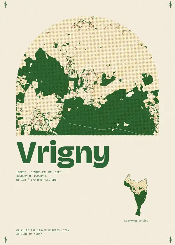 Affiche de Vrigny, calculée par 123-fr d'après l'IGN