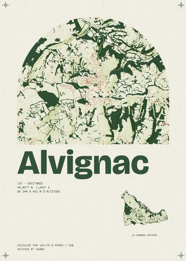 Affiche de Alvignac, calculée par 123-fr d'après l'IGN