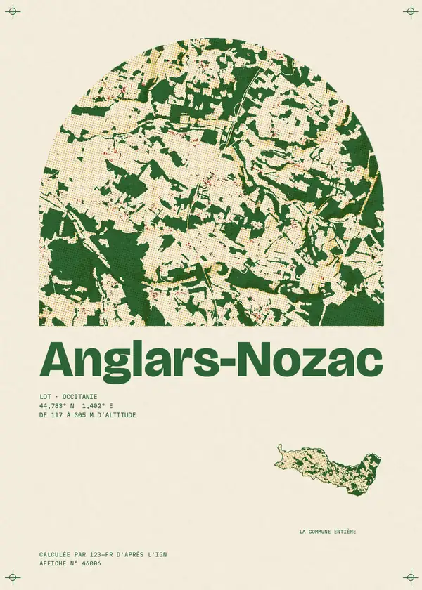 Affiche de Anglars-Nozac, calculée par 123-fr d'après l'IGN