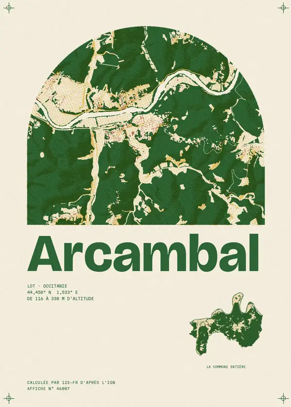 Affiche de Arcambal, calculée par 123-fr d'après l'IGN