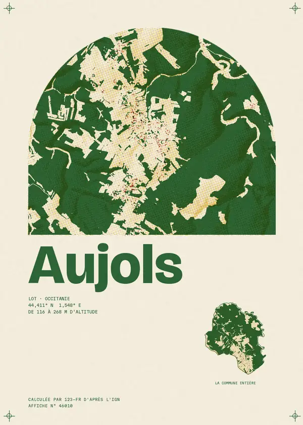 Affiche de Aujols, calculée par 123-fr d'après l'IGN