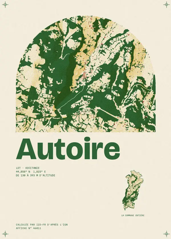 Affiche de Autoire, calculée par 123-fr d'après l'IGN