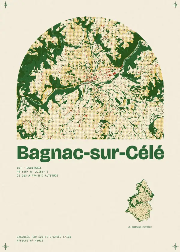 Affiche de Bagnac-sur-Célé, calculée par 123-fr d'après l'IGN