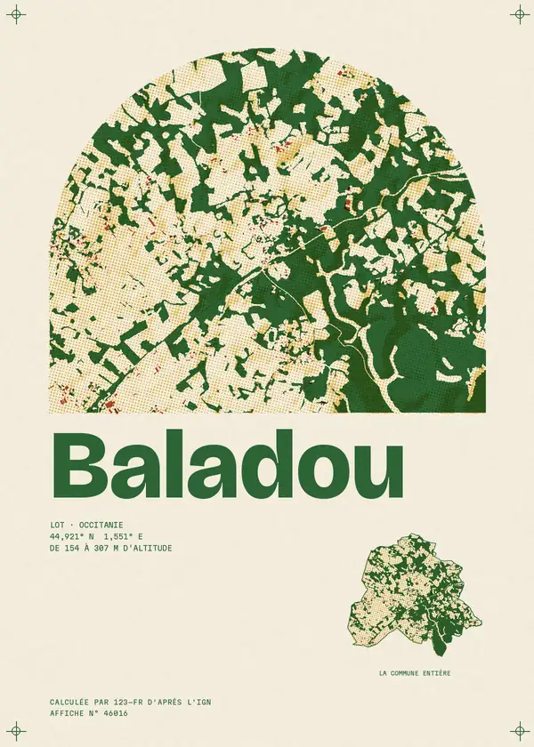 Affiche de Baladou, calculée par 123-fr d'après l'IGN