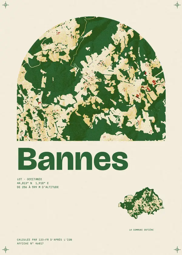 Affiche de Bannes, calculée par 123-fr d'après l'IGN