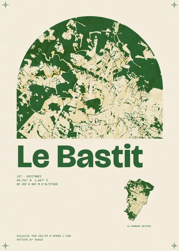 Affiche de Le Bastit, calculée par 123-fr d'après l'IGN