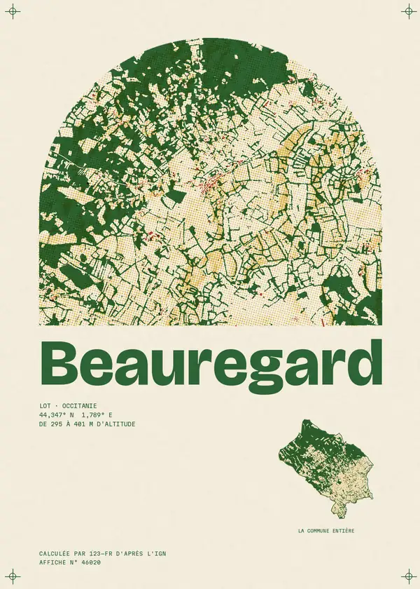 Affiche de Beauregard, calculée par 123-fr d'après l'IGN