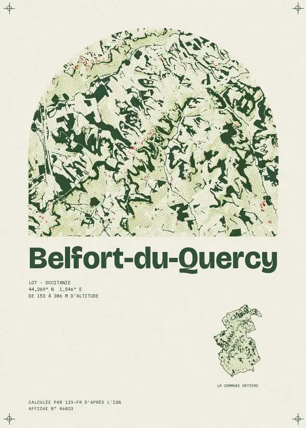 Affiche de Belfort-du-Quercy, calculée par 123-fr d'après l'IGN