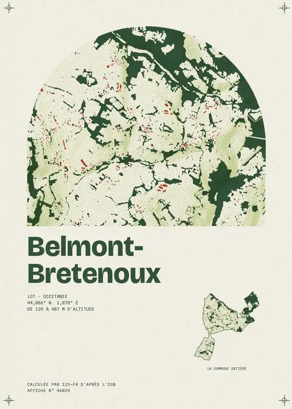 Affiche de Belmont-Bretenoux, calculée par 123-fr d'après l'IGN